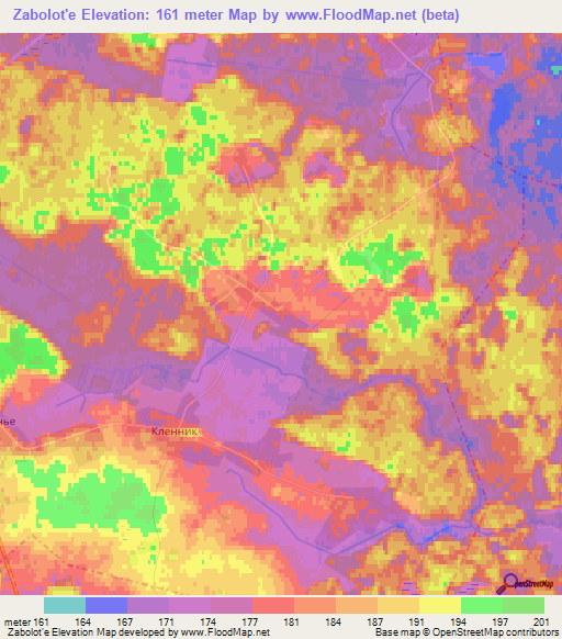 Zabolot'e,Belarus Elevation Map
