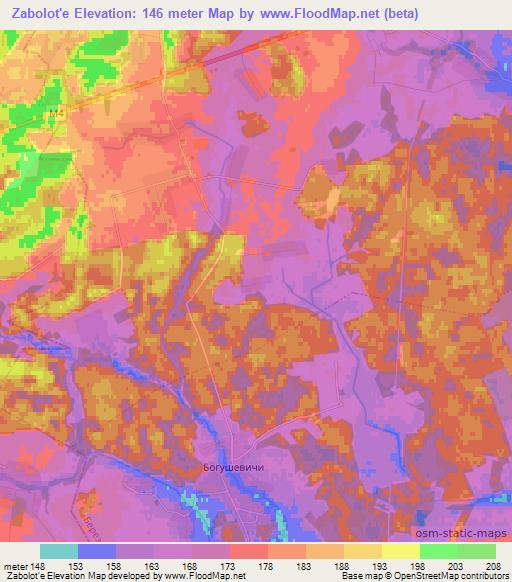 Zabolot'e,Belarus Elevation Map