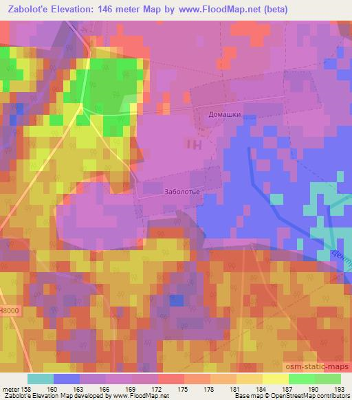 Zabolot'e,Belarus Elevation Map