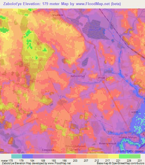 Zabolot'ye,Belarus Elevation Map
