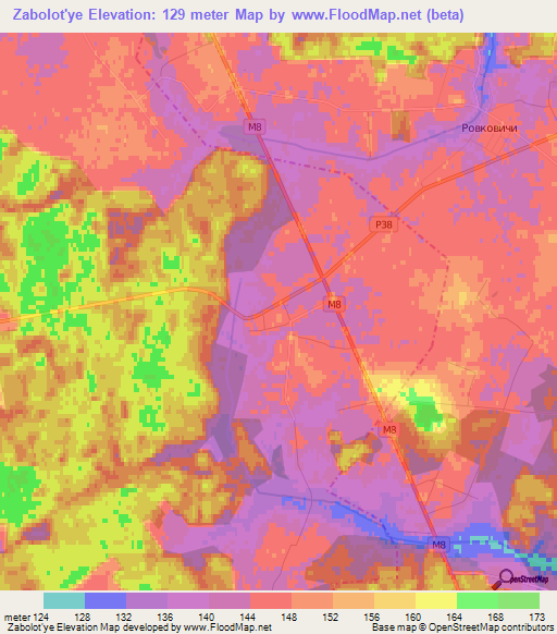 Zabolot'ye,Belarus Elevation Map