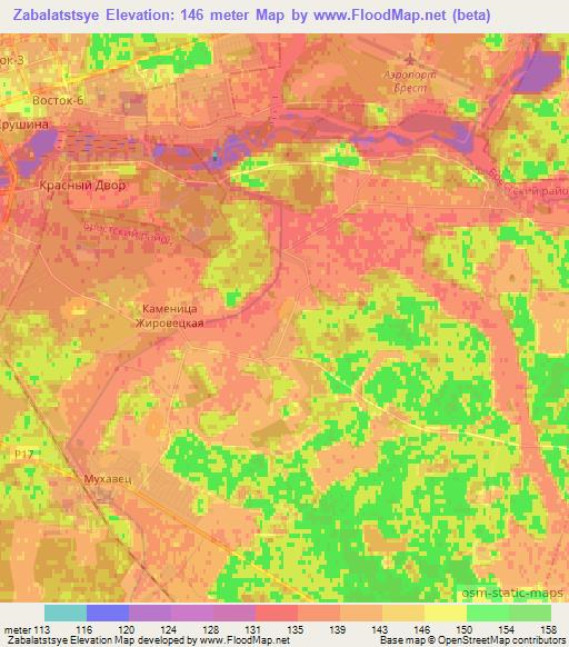 Zabalatstsye,Belarus Elevation Map