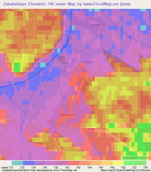 Zabalatstsye,Belarus Elevation Map
