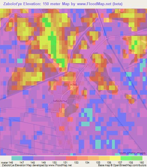 Zabolot'ye,Belarus Elevation Map