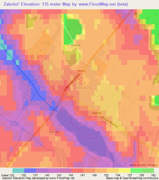 Zabolot',Belarus Elevation Map
