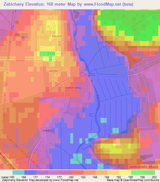 Zabichany,Belarus Elevation Map