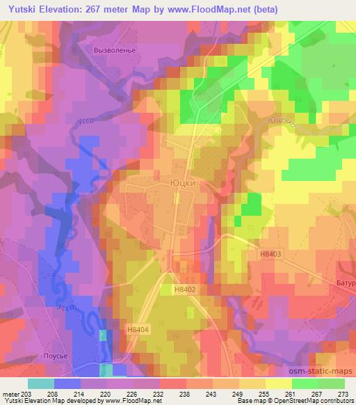 Yutski,Belarus Elevation Map