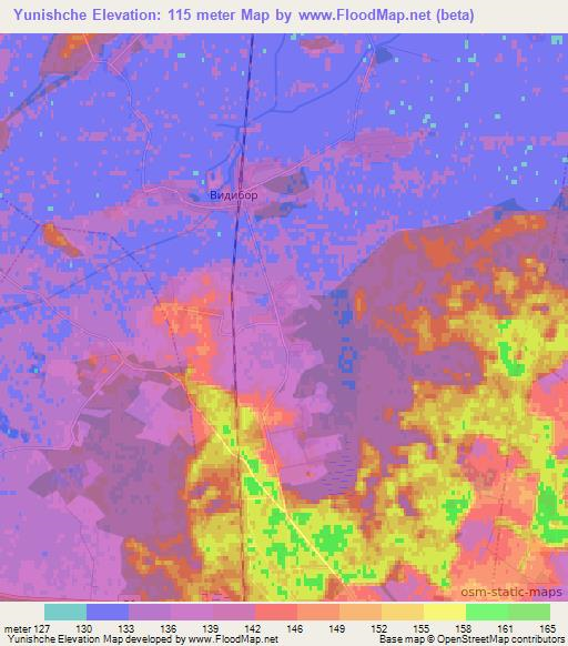 Yunishche,Belarus Elevation Map