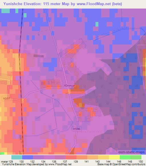 Yunishche,Belarus Elevation Map