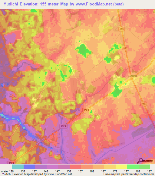 Yudichi,Belarus Elevation Map