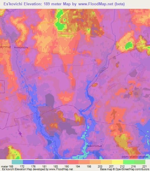 Es'kovichi,Belarus Elevation Map