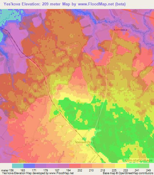 Yes'kova,Belarus Elevation Map