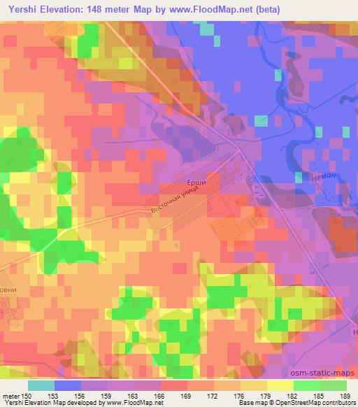 Yershi,Belarus Elevation Map