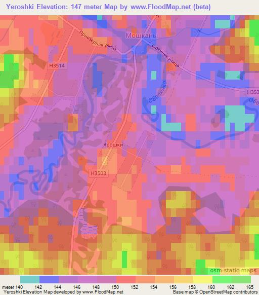 Yeroshki,Belarus Elevation Map