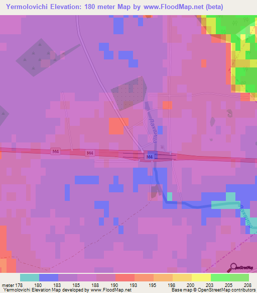 Yermolovichi,Belarus Elevation Map