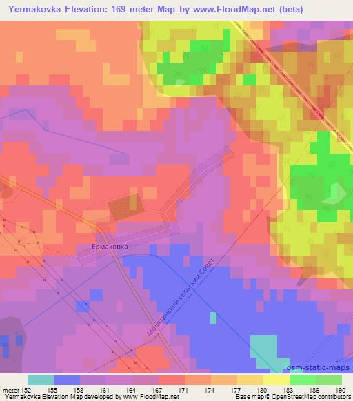 Yermakovka,Belarus Elevation Map