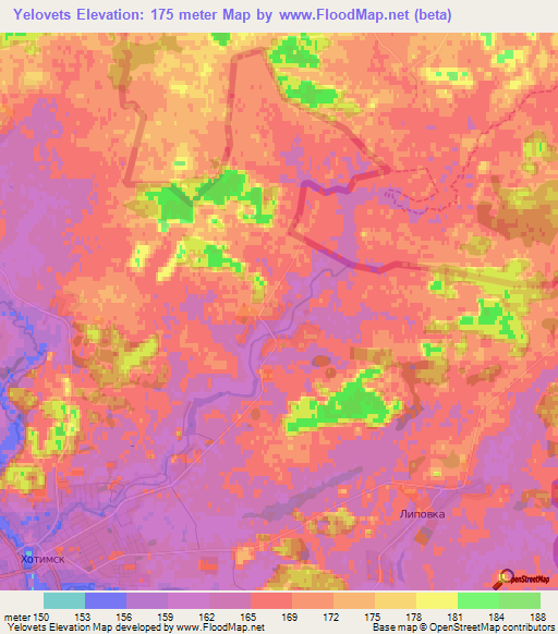 Yelovets,Belarus Elevation Map