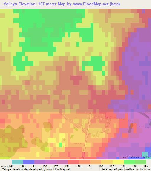 Yel'nya,Belarus Elevation Map