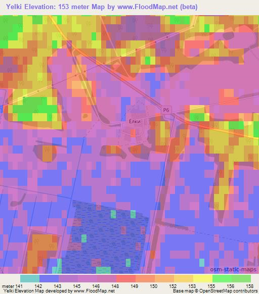 Yelki,Belarus Elevation Map