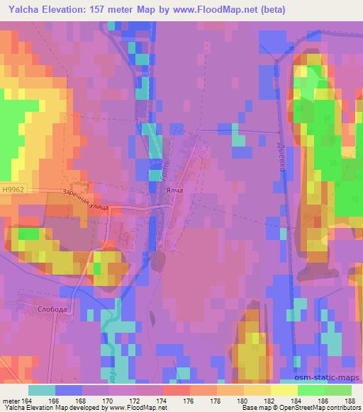 Yalcha,Belarus Elevation Map