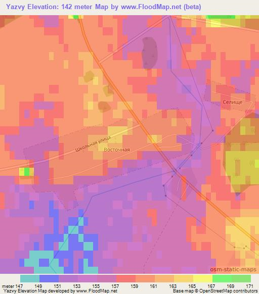 Yazvy,Belarus Elevation Map