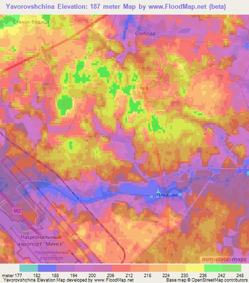 Yavorovshchina,Belarus Elevation Map