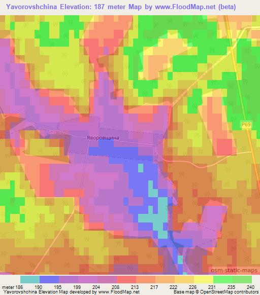 Yavorovshchina,Belarus Elevation Map