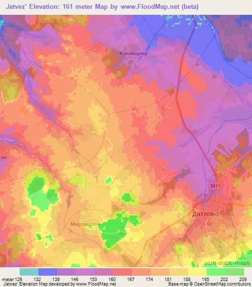 Jatvez',Belarus Elevation Map