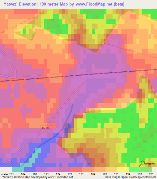 Yatvez',Belarus Elevation Map