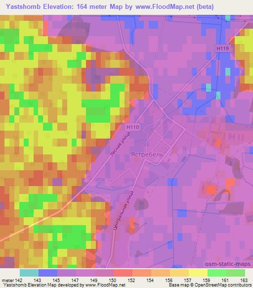 Yastshomb,Belarus Elevation Map