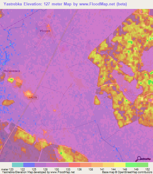 Yastrebka,Belarus Elevation Map