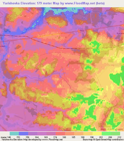 Yarishevka,Belarus Elevation Map