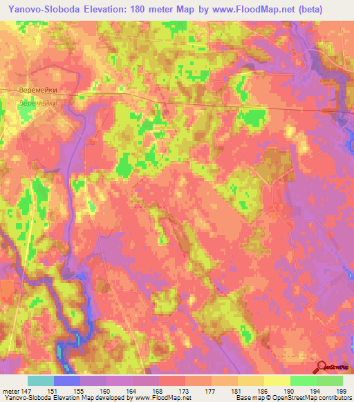 Yanovo-Sloboda,Belarus Elevation Map