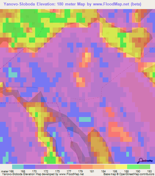 Yanovo-Sloboda,Belarus Elevation Map