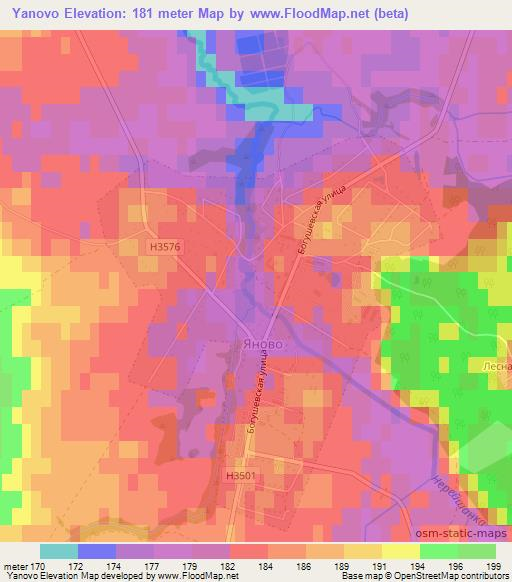 Yanovo,Belarus Elevation Map