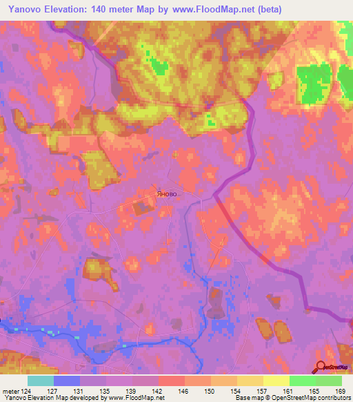 Yanovo,Belarus Elevation Map