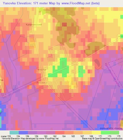 Yanovka,Belarus Elevation Map