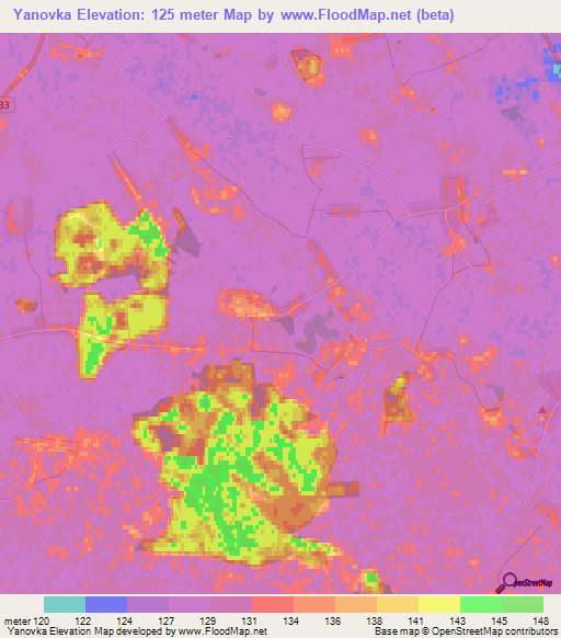 Yanovka,Belarus Elevation Map