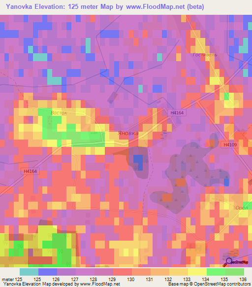 Yanovka,Belarus Elevation Map