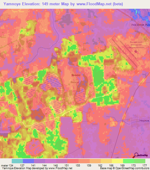 Yamnoye,Belarus Elevation Map