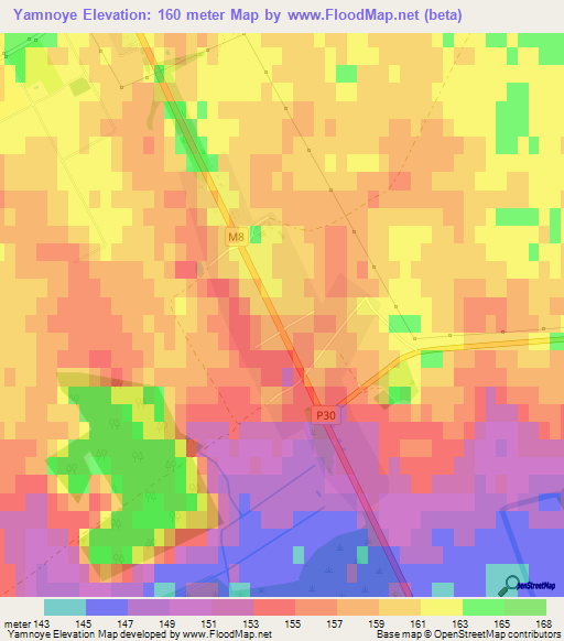 Yamnoye,Belarus Elevation Map