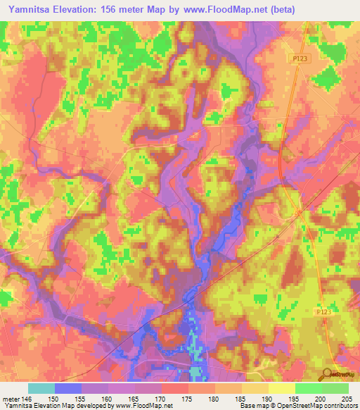 Yamnitsa,Belarus Elevation Map