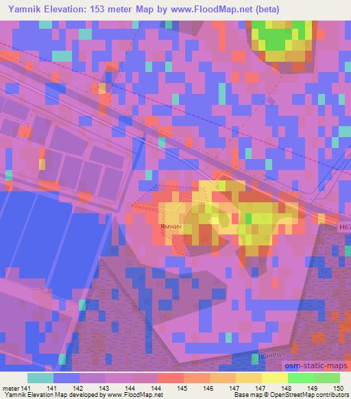 Yamnik,Belarus Elevation Map