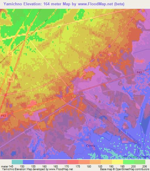 Yamichno,Belarus Elevation Map