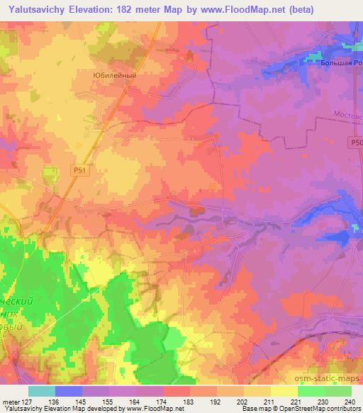 Yalutsavichy,Belarus Elevation Map