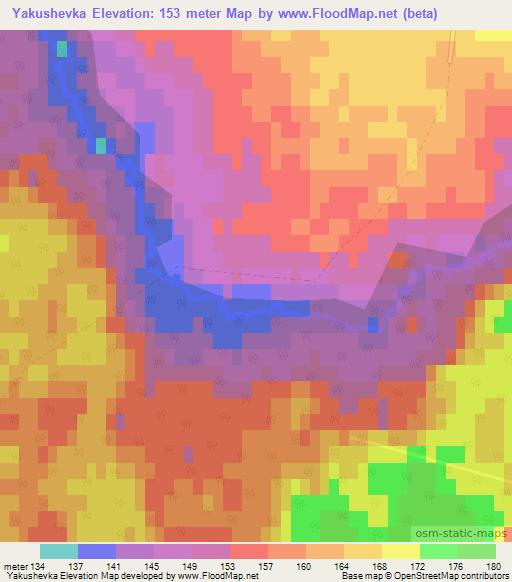 Yakushevka,Belarus Elevation Map