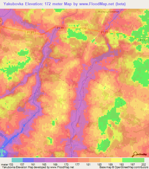 Yakubovka,Belarus Elevation Map