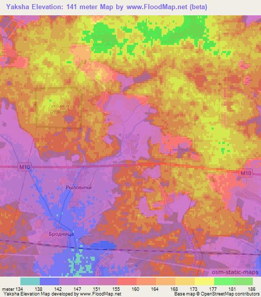 Yaksha,Belarus Elevation Map