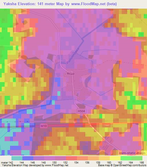 Yaksha,Belarus Elevation Map