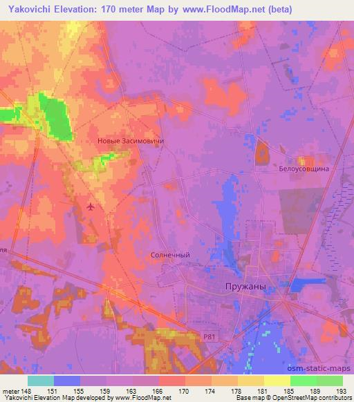 Yakovichi,Belarus Elevation Map